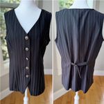 Vintage 90s D.B.Y Black Pinstripe Longline Buckle Back Vest Top Size 13 Photo 1