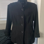 Kenneth Cole  Black Wool Blend Collar Coat, size 12 Photo 0