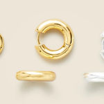 J.Crew Metallic Triple Earrings Set Gold Silver Hoop Huggie Stackable Photo 0