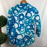Lafayette 148  Blue & White Circle Print Button Up Top 10 Photo 1