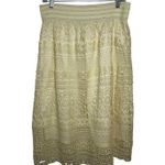 J. Gee Lace Skirt Crochet Overlay Elastic Waist Boho Midi Skirt Cream XL Photo 0