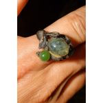 Artisan VINTAGE Moss Agate 925 Sterling Silver Brutalist Ring Sz. 5.25 Gemstone Photo 6