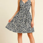 American Living Navy White Floral Fit & Flare Dress Belted Sleeveless Size 10 Photo 0