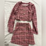 Pink Tweed Skirt Set Photo 2