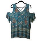 Maurice's  Plus Size Floral Strappy Cold Shoulder Top Boho Flow Trendy Shirt 1X # Photo 1
