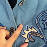 Indigo Moon Powder Blue Embroidered Floral Jacket Casual Vintage Unique Large Photo 1