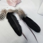 Boho Long Black Real Feather Earrings Photo 1