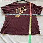 Nike  Womens Metallic Gold Graphics Brown Long Sleeve Tee T-Shirt Medium Photo 8