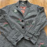 Sundance Womens Tansy Gingham Floral Embroidered Linen Blend Blazer Size Medium Photo 8