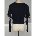NEW "Michelle By Comune" women's XS navy cropped sweatshirt Elbow cutout Blue Photo 3