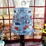 Michael Kors NYC Pop Art Denim Skirt Light blue wash size 8 Photo 7