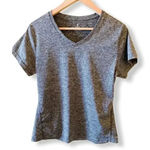 icyzone V-Neck Gray Running Athletic Workout Short Sleeves -Shirt SZ L Photo 0