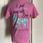 Simply Southern Womens Tee Sz S I Just Want to Hang With My Dog Pink Top Shirt Photo 0