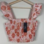 Lulus  Womens Floral Smocked‎ Crop Top Small Dusty Pink Gold Metallic Ruffle NEW Photo 4