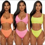 Naked Wardrobe NWOT  lime green bikini set Photo 1