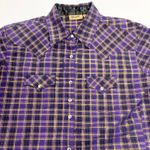 Wrangler  Womens Western Shirt Large Pearl Snap Metallic Plaid Cowboy Rodeo Ranch Photo 4