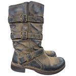 Sonoma Emelie Brown Distressed Belted Boots Plaid Lined Sz 9 Photo 0
