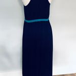Max Studio Navy Blue Yellow Colorblock Maxi Dress Photo 2