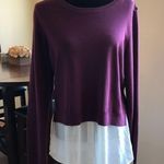 Maison Jules New  Savory Wine Layered Look Sweater Photo 1