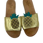 Kate Spade  Ibis Embroidered Pineapple Slide Sandals‎ In Gold Size US 9 Photo 1