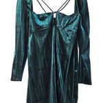 ZARA Green Velvet Cutout Dress Size Small Photo 0