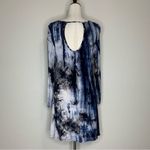 Entro Tie Dye Stretch Knit Key Hole Back Long Sleeves Dress Photo 6