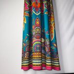 Smocked‎ Boho Maxi Strapless Bohemian Dress Empire Waist Teal Blue Photo 5