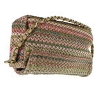 JustFab  Women's Multicolor Rainbow Striped Raffia Crossbody Shoulder Handbag OS Photo 1