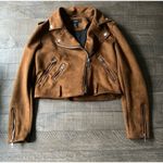 Forever 21  Women's Brown Faux Suede Moto‎ Biker Jacket Size Medium Photo 8