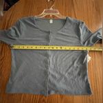 BP Crop Top Rib Knit Crewneck Long Sleeve Button Up Front Color Blue Sz XL NWT Photo 5