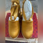 Tory Burch  NWT ELISA90MM wedge Espadrille satin golden Fry 713 Photo 2