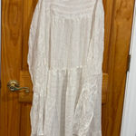 l*space L* White Crinkle Tiered Maxi Dress M Adjustable Straps Boho Beachy Photo 0