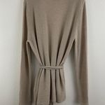 Lord and Taylor Beige Cashmere Open Drape Waist Tie Minimalist Cardigan Sweater Photo 6