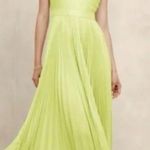 Banana Republic Silky Cutout Back Midi Dress Chartreuse Pleated Size 6 NWT Photo 0