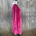 LC Lauren Conrad  Red Velvet Long Sleeve Smocked Mini Dress Size Medium Photo 11