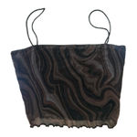Bear Dance Brown Mesh Swirl Pattern Tube Crop Top Size Small Photo 0