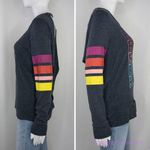Chaser Relax Rainbow Graphic Stripe Sleeve Open Back Long Sleeve Top size M Photo 7