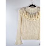 Tularosa Womens Sweater Ivory Manny Wool Blend Ruffle Flared Ribbed Pullover XS Photo 7