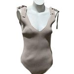 Wishlist Women's Beige Ribbed Sleeveless Bodysuit Size L Photo 0