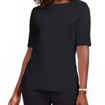 Karen Scott Petite Solid Black Boat Neck 3/4 Sleeve Cotton T-Shirt Size Small Photo 0