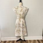 DKNY  Printed Cap Sleeve Linen Lightweight Handkerchief Hemline Midi Belted Dress Photo 4
