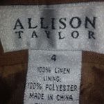 Allison Taylor  4 27x28 Camel Caramel Linen Fitted Pants Photo 3