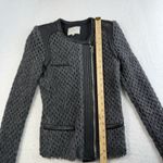 IRO  38 US 4 Lina Knit Gray Wool Blend Leather Trim Moto Jacket Women’s Open Knit Photo 11