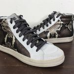 P448 New Skate Snakeskin Print Leather High Top Sneaker Glitter Laces Sz 35/US 5 Photo 3