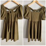 MINE boutique babydoll green puff sleeve square neck mini dress Photo 1