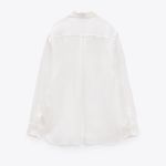 ZARA nwt casual white oversize boyfriend mom butron up shirt top blouse Photo 3