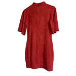 Jealous Tomato Large burnt orange mini short sleeve Velvet Sheath dress mock Neck back zipper Photo 9
