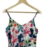 Parker  Floral Fiesta Ruffled Formal Mini Dress in White/Pink/Blue Size M Photo 6