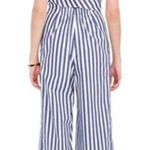 J.Crew Jumpsuit Womens 6 100% Cotton Blue White Wrap-Tie Poplin Sleeveless Photo 1
