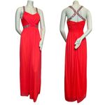 City Triangles  Prom Dress Bright Coral Grecian Formal‎ Gown Beaded Cross Sequins Photo 1